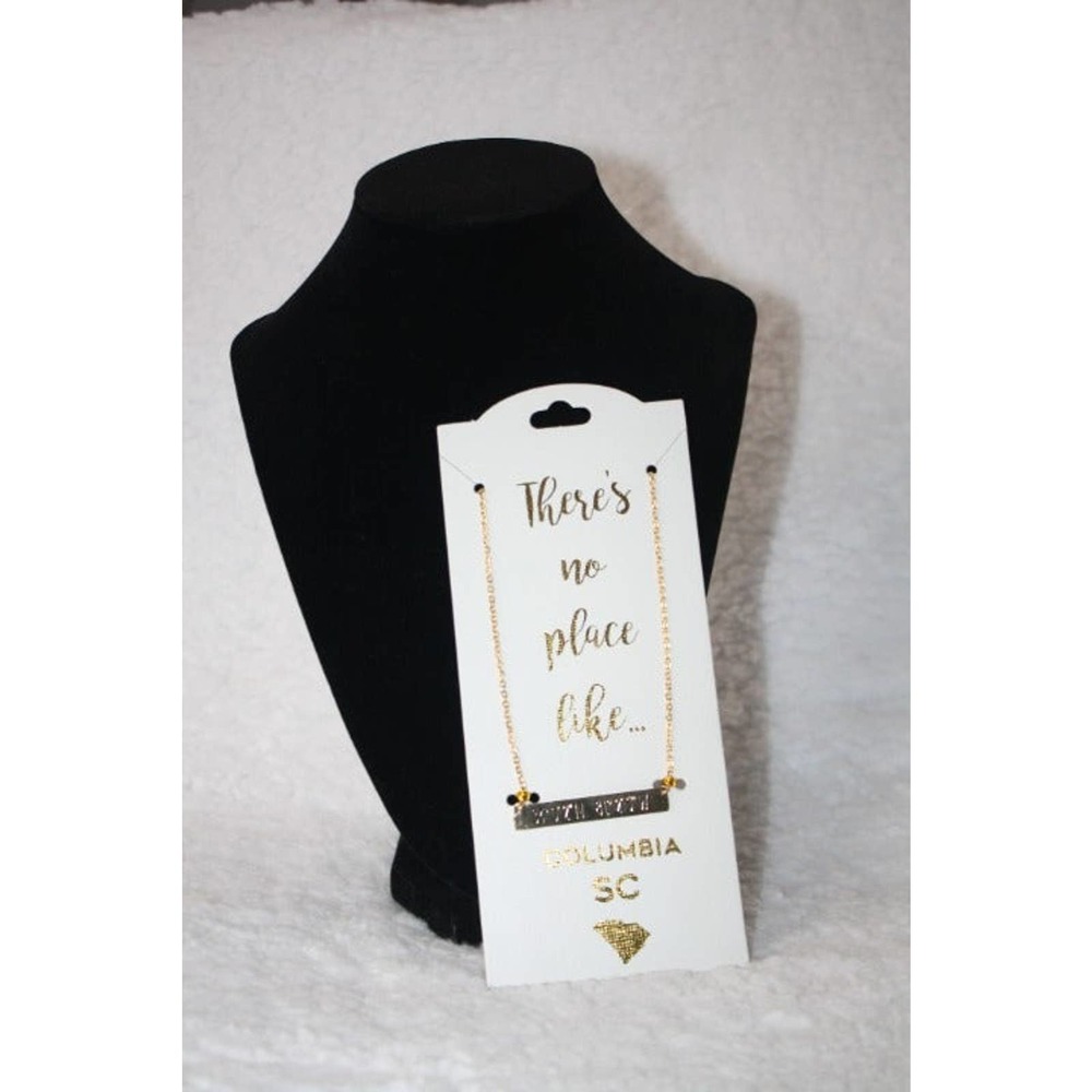 Columbia SC "There's No Place Like Home"‎ Gold Tone Bar Pendant Necklace
